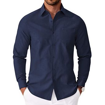 COOFANDY Mens Long Sleeve Oxford Shirt Button Down Cotton Shirts Casual Work Shirts with Pocket