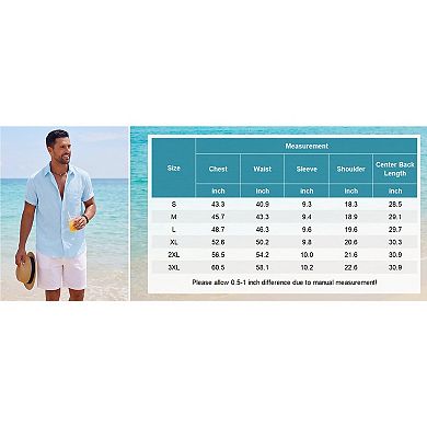COOFANDY Mens Linen Shirts Casual Button Down Shirts Beach Summer Cotton Shirts with Pocket