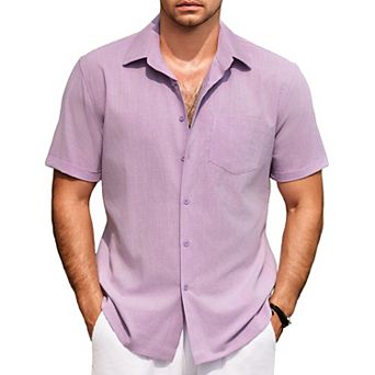 COOFANDY Mens Linen Shirts Casual Button Down Shirts Beach Summer Cotton Shirts with Pocket