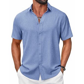 COOFANDY Mens White Short Sleeve Button Up Shirts Casual Summer Beach Shirts Cruise Vacation Wear