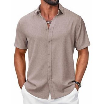 COOFANDY Mens White Short Sleeve Button Up Shirts Casual Summer Beach Shirts Cruise Vacation Wear