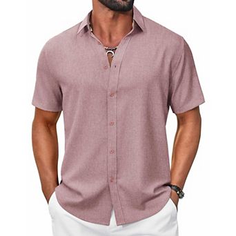 COOFANDY Mens White Short Sleeve Button Up Shirts Casual Summer Beach Shirts Cruise Vacation Wear