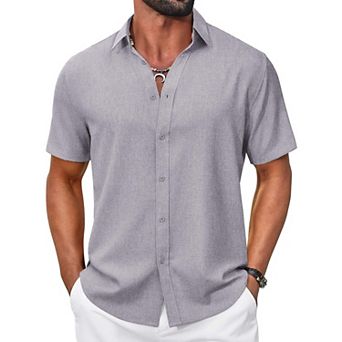 COOFANDY Mens White Short Sleeve Button Up Shirts Casual Summer Beach Shirts Cruise Vacation Wear