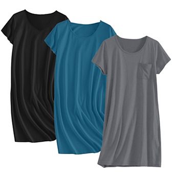 Ekouaer Cotton Nightgowns for Women 3 Pack Sleepshirts Short Sleeve Night Shirt Tshirt Night Gown