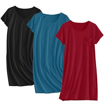 Ekouaer Cotton Nightgowns for Women 3 Pack Sleepshirts Short Sleeve Night Shirt Tshirt Night Gown