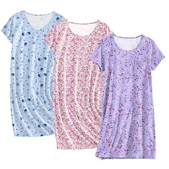 Ekouaer Cotton Nightgowns for Women 3 Pack Sleepshirts Short Sleeve Night Shirt Tshirt Night Gown