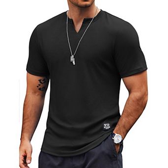 COOFANDY Mens Muscle T Shirts Summer V-Neck T Shirts Fashion Fitted Wrokout T Shirt Henley Shirt