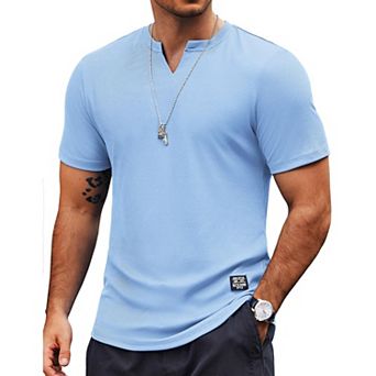 COOFANDY Mens Muscle T Shirts Summer V-Neck T Shirts Fashion Fitted Wrokout T Shirt Henley Shirt