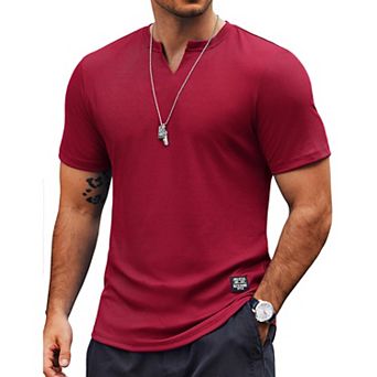 COOFANDY Mens Muscle T Shirts Summer V-Neck T Shirts Fashion Fitted Wrokout T Shirt Henley Shirt