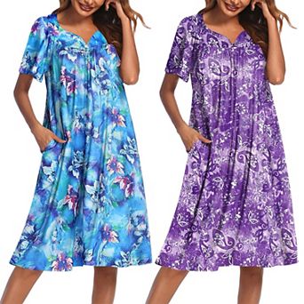 Ekouaer 2 Pack House Dresses for Women with Pockets Short Sleeve Moomoo Floral Print