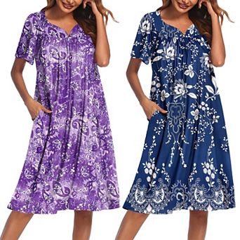 Ekouaer 2 Pack House Dresses for Women with Pockets Short Sleeve Moomoo Floral Print