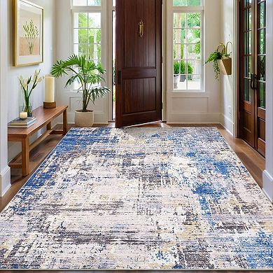 Modern Machine Washable Rug Stain Resistant Non-Slip Accent Rug Carpet Minimalist Border Floor Cover