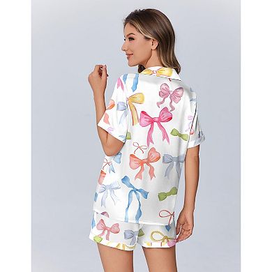 Ekouaer Womens Pajamas Set Button Down Short Sleeve Lounge Set 2 Piece