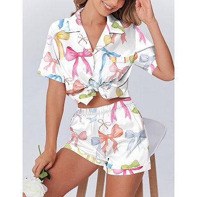 Ekouaer Womens Pajamas Set Button Down Short Sleeve Lounge Set 2 Piece