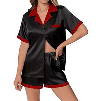 Ekouaer Womens Pajamas Set Button Down Short Sleeve Lounge Set 2 pc