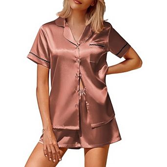 Ekouaer Womens Pajamas Set Button Down Short Sleeve Lounge Set 2 pc