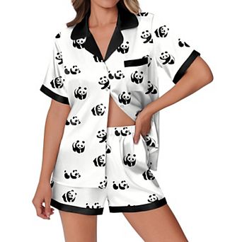 Ekouaer Womens Pajamas Set Button Down Short Sleeve Lounge Set 2 pc