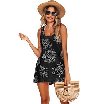 Ekouaer Womens Swimsuit Cover Up Sleeveless Bathing Suit Coverups Tank Bikini Coverup T Shirt Beach