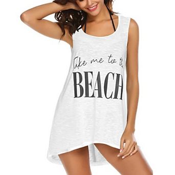 Ekouaer Womens Swimsuit Cover Up Sleeveless Bathing Suit Coverups Tank Bikini Coverup T Shirt Beach