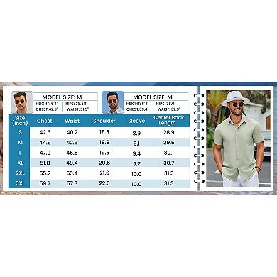 COOFANDY Mens Linen Shirts Short Sleeve Button Down Shirts Casual Beach Vacation Shirts