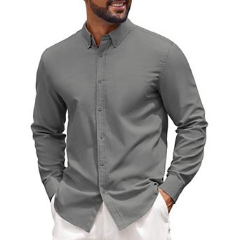 COOFANDY Mens Plaid Dress Shirts Wrinkle Free Casual Long Sleeve Button Down Shirt