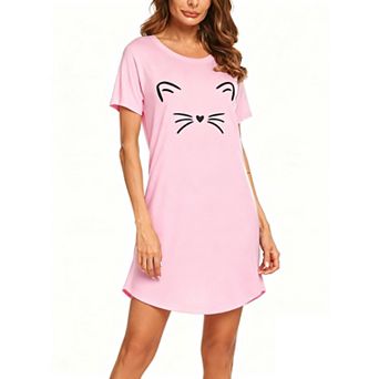 Ekouaer Sleep Shirts for Women Short Sleeves Night Shirts for Sleeping Nightgowns for Women