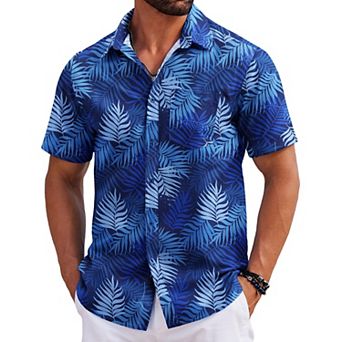 COOFANDY Mens Tropical Shirts Short Sleeve Floral Button Down Shirt Casual Beach Vacation Shirts