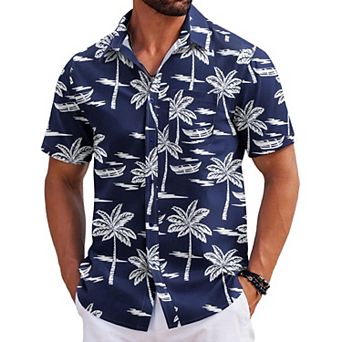 COOFANDY Summer Beach Shirts for Men Floral Button Down Shirt Hawaiian Shirt for Men Short Sleeve