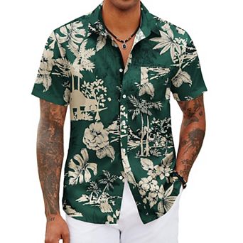 COOFANDY Summer Beach Shirts for Men Floral Button Down Shirt Hawaiian Shirt for Men Short Sleeve