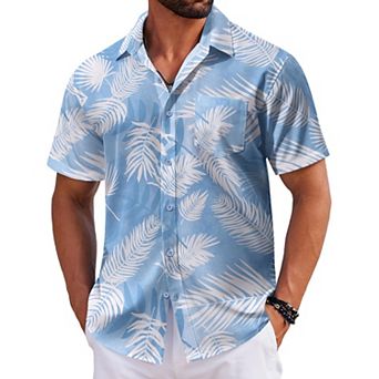 COOFANDY Summer Beach Shirts for Men Floral Button Down Shirt Hawaiian Shirt for Men Short Sleeve