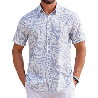 COOFANDY Summer Beach Shirts for Men Floral Button Down Shirt Hawaiian Shirt for Men Short Sleeve