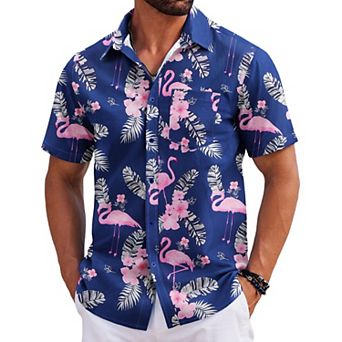 COOFANDY Summer Beach Shirts for Men Floral Button Down Shirt Hawaiian Shirt for Men Short Sleeve