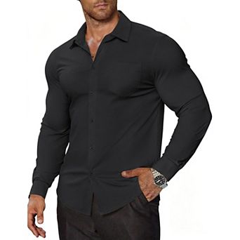 COOFANDY Men' Muscle Fit Dress Shirts Casual Button Down Shirts Wrinkle-Free Long Sleeve