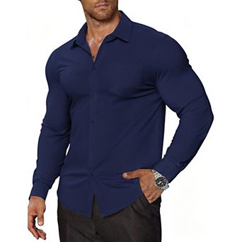 COOFANDY Men' Muscle Fit Dress Shirts Casual Button Down Shirts Wrinkle-Free Long Sleeve