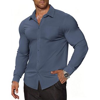 COOFANDY Men' Muscle Fit Dress Shirts Casual Button Down Shirts Wrinkle-Free Long Sleeve