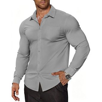 COOFANDY Men' Muscle Fit Dress Shirts Casual Button Down Shirts Wrinkle-Free Long Sleeve