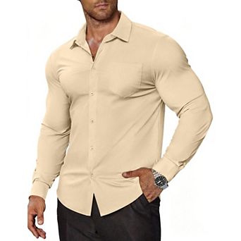 COOFANDY Men' Muscle Fit Dress Shirts Casual Button Down Shirts Wrinkle-Free Long Sleeve