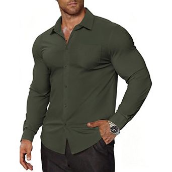 COOFANDY Men' Muscle Fit Dress Shirts Casual Button Down Shirts Wrinkle-Free Long Sleeve