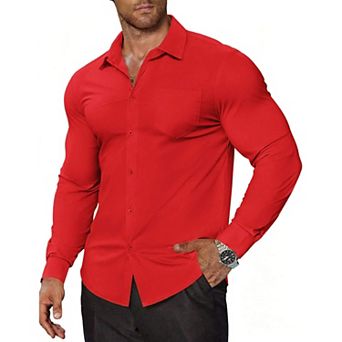 COOFANDY Men' Muscle Fit Dress Shirts Casual Button Down Shirts Wrinkle-Free Long Sleeve