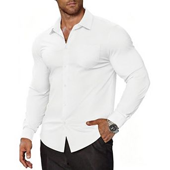COOFANDY Men' Muscle Fit Dress Shirts Casual Button Down Shirts Wrinkle-Free Long Sleeve