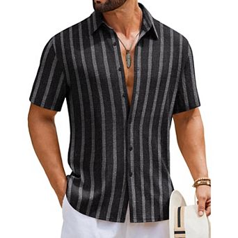 COOFANDY Mens Shirts Short Sleeve Button Down Shirts Casual Textured Summer Beach Shirt