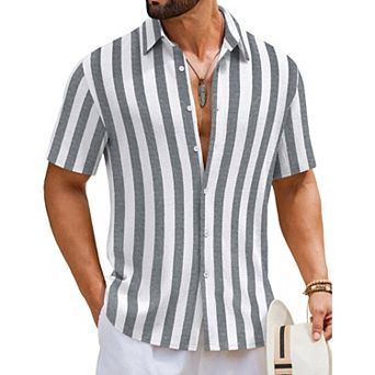 COOFANDY Mens Shirts Short Sleeve Button Down Shirts Casual Textured Summer Beach Shirt