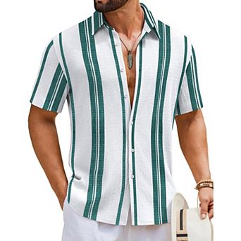 COOFANDY Mens Shirts Short Sleeve Button Down Shirts Casual Textured Summer Beach Shirt