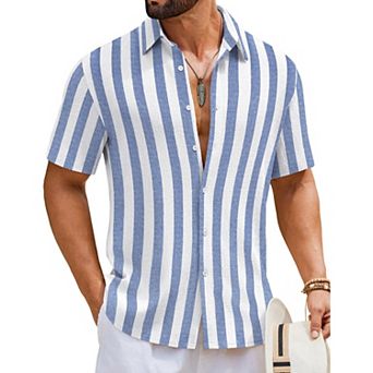 COOFANDY Mens Shirts Short Sleeve Button Down Shirts Casual Textured Summer Beach Shirt