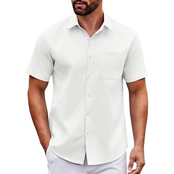 COOFANDY Mens Short Sleeve Button Down Shirts Casual Dress Shirt Untucked Shirts with Pocket