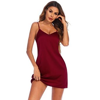 Ekouaer Satin Silky Lingerie for Women Sleeveless Nightgown Chemise Full Slip Sleepwear Nighty