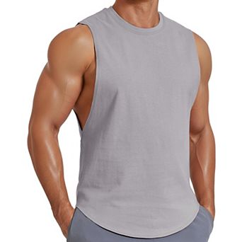 COOFANDY Workout Shirts for Men Sleeveless Cut Off Cotton Shirt Training Athletic Regular Fit