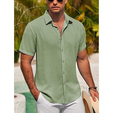COOFANDY Mens Short Sleeve Button Down Shirt Lightweight Casual Shirts for Vacation Shirts