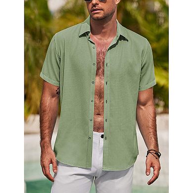 COOFANDY Mens Short Sleeve Button Down Shirt Lightweight Casual Shirts for Vacation Shirts