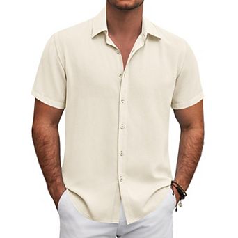 COOFANDY Mens Short Sleeve Button Down Shirt Lightweight Casual Shirts for Vacation Shirts